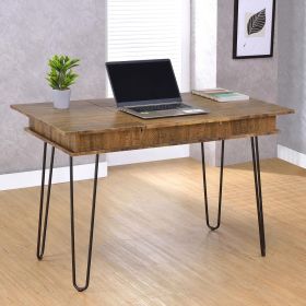 Rustic Amber Writing Desk with 4 Hidden Storages