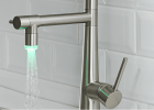 Heavy Duty Commercial Style LEDKitchen Sink Faucet, Single Handle Pre-Rinse Spring Sprayer Kitchen Faucets, High Arc Pull Down Brushed Nickel Kitchen
