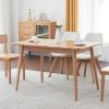 Natural solid oak round corner diagonal leg telescopic table 1.2-1.6m, for 6-8 people to meet Dining table wood (light color)