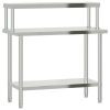 Kitchen Work Table with Overshelf 43.3"x21.7"x47.2" Stainless Steel