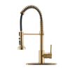 Commercial Brushed Nickel Kitchen Faucet with Pull Down Sprayer, Single Handle Single Lever Kitchen Sink Faucet with Deck Plate