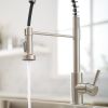 Commercial Brushed Nickel Kitchen Faucet with Pull Out Sprayer, Single Handle Single Lever Kitchen Sink Faucet