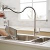 Commercial Brushed Nickel Kitchen Faucet with Pull Out Sprayer, Single Handle Single Lever Kitchen Sink Faucet