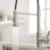 Commercial Brushed Nickel Kitchen Faucet with Pull Out Sprayer, Single Handle Single Lever Kitchen Sink Faucet