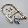 Commercial Kitchen Faucet with Pull Down Sprayer, Single Handle Single Lever Kitchen Sink Faucet Brushed Gold Faucet