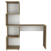 DEPOT E-SHOP Delhi Desk with Bookcase and 4 Storage Shelves, Light Oak / White