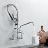 Commercial Kitchen Faucet Deck Mount with Pre-Rinse Sprayer 21" Height Kitchen Sink Faucet 8 Inch Center with 10" Add-on Swing Spout Faucet & Coiled S