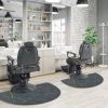 Salon Mat 3'x5' Barber Shop Chair Mat Anti-Fatigue Floor Mat - Rock Pattern Semi Circle Salon mats for Hair Stylist - 5/8" Thick Office Comfort Floor