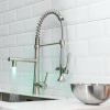 Heavy Duty Commercial Style LEDKitchen Sink Faucet, Single Handle Pre-Rinse Spring Sprayer Kitchen Faucets, High Arc Pull Down Brushed Nickel Kitchen