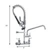Commercial Kitchen Faucet Deck Mount with Pre-Rinse Sprayer 21" Height Kitchen Sink Faucet 8 Inch Center with 10" Add-on Swing Spout Faucet & Coiled S