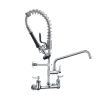 Commercial Kitchen Faucet Deck Mount with Pre-Rinse Sprayer 21" Height Kitchen Sink Faucet 8 Inch Center with 10" Add-on Swing Spout Faucet & Coiled S